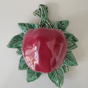 McCoy Pottery Vintage Red Apple Wall Pocket Planter Vase 1950s REPAIR